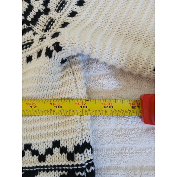 Ralph Lauren Chaps Womens Medium Black Ivory Nordic Stripe Pullover Knit Sweater - Picture 10 of 14